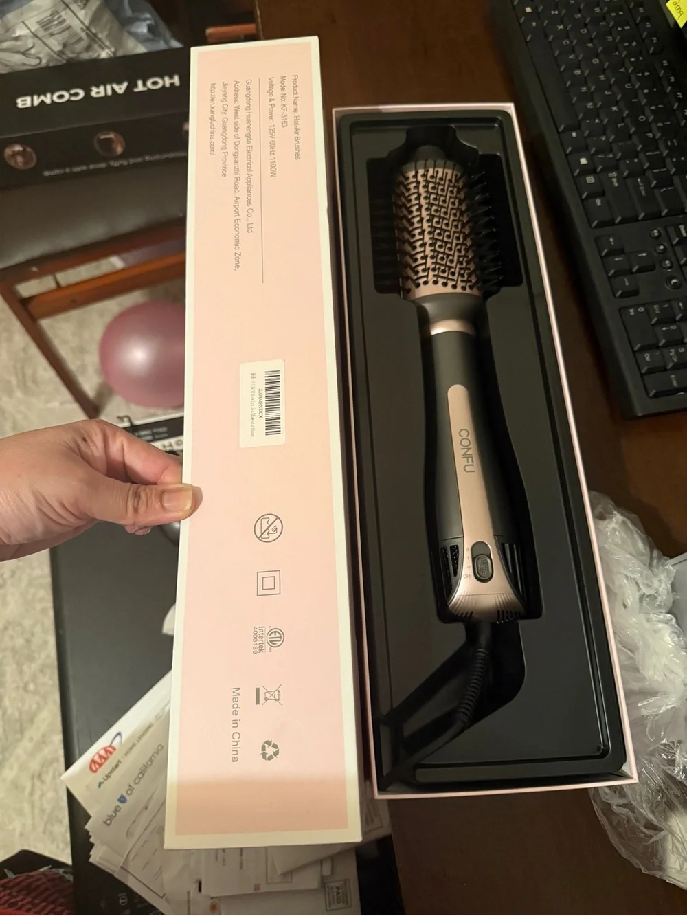 Rose Gold and Sage Green Hot-Air Round Brush for Women